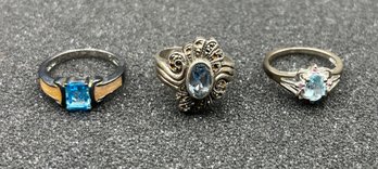 925 Silver Gemstone Rings - 3 Total - .35 OZT Total