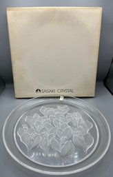 Sasaki Etched Crystal Lily Of The Valley Pattern Serving Platter - Box Included - Made In Japan