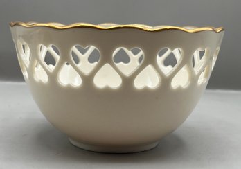 Lenox Pierced Porcelain Heart Pattern Candy Bowl