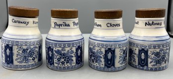 Vintage Porcelain Cork Lidded Apothecary Jars - 4 Total