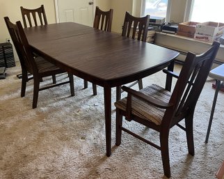 Trogdon Furniture Wooden Dining Table With 5 Upholstered Dining Chairs Included - 2 Leafs Included