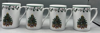 Gibson Porcelain Christmas Tree Pattern Mug Set - 10 Total