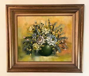 W. Leon Signed Oil On Canvas Framed - Floral Bouquet