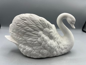 F.T.D.A Bisque Porcelain Swan Planter