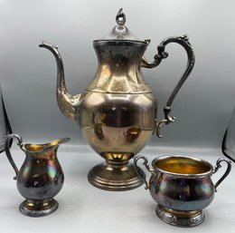 International Silver Co. Silver Plated Teapot Set - 3 Pieces Total