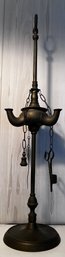 19th Century Whale Oil Lamp 3 Tier Brass Candelabra With Snuffer, Wick Scissors & Pick