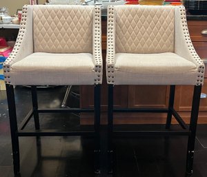 Zhuji Hongda Furniture Studded Cushioned Hi-top Stools - 2 Total