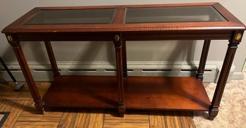 Wooden Glass-top Console Table With Shelf