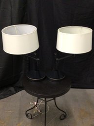Pair Of Black Table Lamps - 20in Tall X 8in Base Across