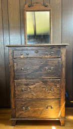 Solid Wood 4-drawer Chest With Wood Framed Mirror Included