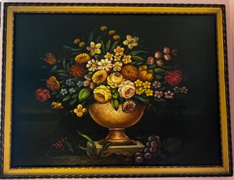 J Allen Signed Floral Oil On Canvas Painting Framed