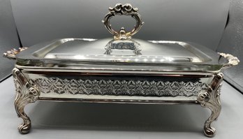 Silver Plated Chafing Dish With Pyrex Glass Dish