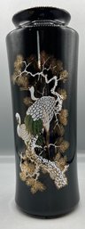 Imperial Japanese Porcelain Cranes And Floral Pattern Vase - Made In Japan