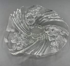 Frosted Glass Holly Pattern Candy Bowl