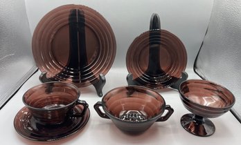 Hazel Atlas Co. Amethyst Modern-tone Glassware Set - 6 Pieces Total