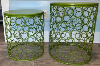 Adeco Round Metal End Tables - 2 Total