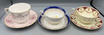 Crown / Aynsley & Royal Grafton Fine China Teacup Sets - 3 Sets Total - Made In England