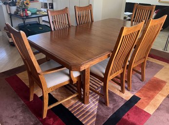 Solid Wood Dining Table With 6 Chairs & 2 Leafs