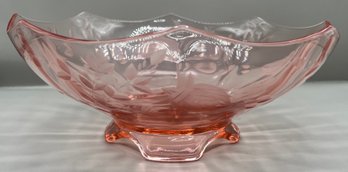 Pink Etched Depression Glass Bowl