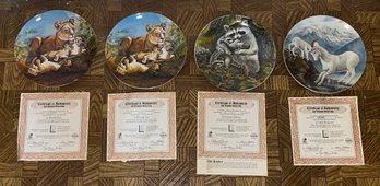 Edwin Knowles - Animal Collection Fine China Plate Set - 4 Total - COA Included