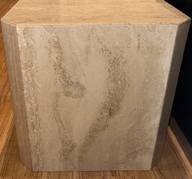 Solid Travertine End Table