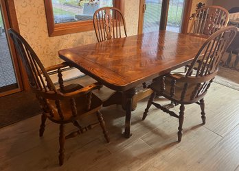 MLU Furniture Solid Wood Dining Table With 2 Leafs And 8 Dining Chairs