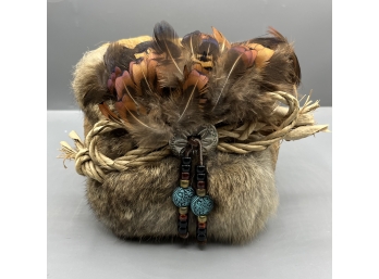 Red Hawk American Indian Handcrafted Fur Basket