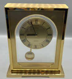 Linden Polished Brass Quartz Battery Operated Clock