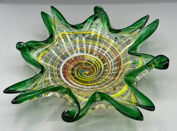 Murano Hand Made Art Glass Bowl - Made In Italy