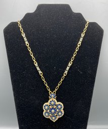 Gold Tone Costume Jewelry Necklace With Pendant