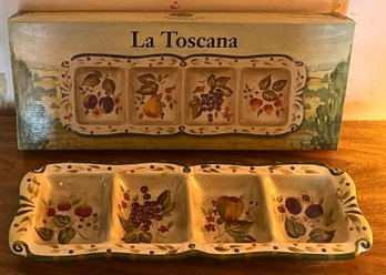 Certified International Pamela Gladding La Toscana Ceramic Sectional Serving Tray - Box Included