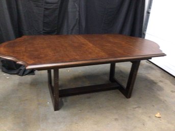 Dark Wood Dining Room Table With Leaves And Protective Pads