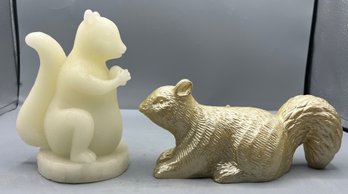 Decorative Wax Squirrel Figurines - 2 Total