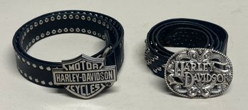 Harley Davidson Genuine Leather Men & Womens Belts - 2 Total - Size 34/large