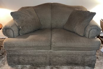 Klaussner Furniture Cushioned Loveseat With Two Throw Pillows