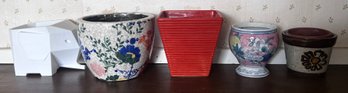 Assorted Ceramic Plant Pot Lot- 6 Pieces