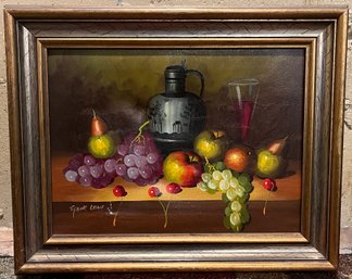 Frank Lean Signed Oil On Canvas Still Life Framed