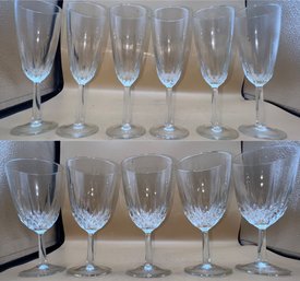 Cut Glass Champagne Glasses And Wine Glasses 11 Piece Lot