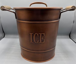 Metal Copper-tone Ice Bucket With Handles - Made In Turkey