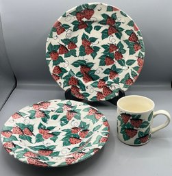 Grindley Garden Fruits Pattern Ceramic Tableware Set - 11 Pieces Total - Made In England