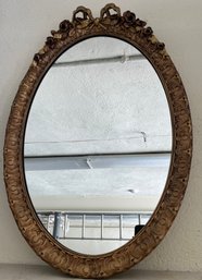 Decorative Gold-tone Floral Pattern Framed Wall Mirror