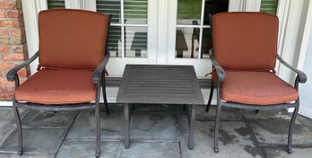 Outdoor Aluminum Table & Chair Set - Cushions Included - 3 Piece Lot