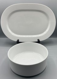 Tenshan Prelude Collection Porcelain Serving Platter & Bowl Set - 2 Total