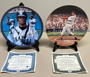 1998/1993 Bradford Exchange RBI Leader & Double Header Porcelain Collector Plates - 2 Total - COA Included