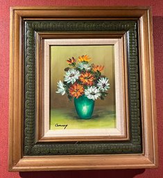 Artist Signed Oil On Canvas Framed - Floral Bouquet