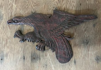 Hand Carved Wooden Eagle Wall Decor - Made In Taiwan