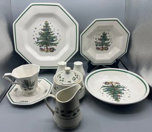 Nikko Christmas Time Pattern Tableware Set With Accessories - 75 Pieces Total - Made In Japan