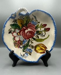Hand Painted Ceramic Floral Pattern Dish - Made In Italy