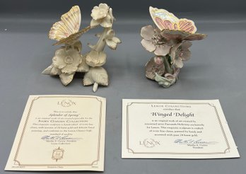Lenox Ivory Garden Collection - Fine China Butterfly Figurines - 2 Total - Boxes Included