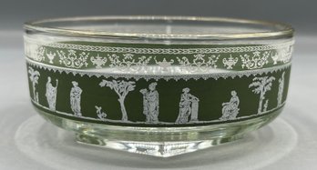 Jeanette Glass Co. Green Hellenic Jasperware Candy Bowl